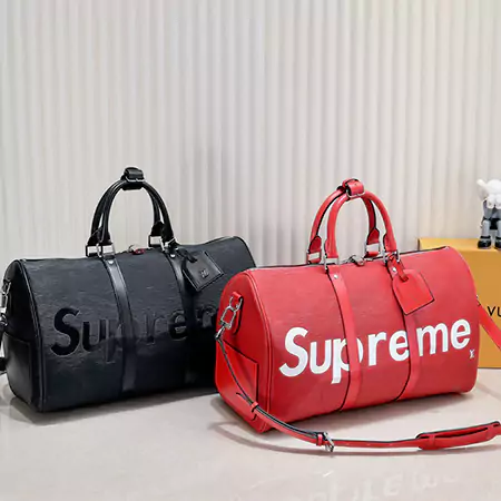 ルイヴィトン×シュプリーム キーポル バンドリエール45 ブランド スーパー コピー ボストンバッグ エピレザー ユニセックス